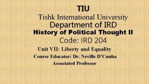 TIU Tishk International University Department of IRD History