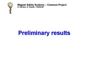 Magnet Safety Systems Common Project E Sbrissa G