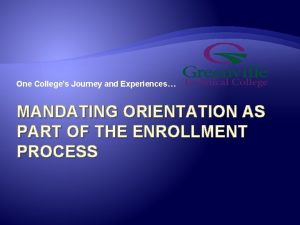 One Colleges Journey and Experiences MANDATING ORIENTATION AS