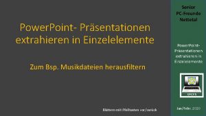 Power Point Prsentationen extrahieren in Einzelelemente Zum Bsp