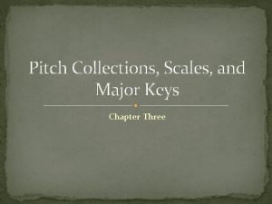 Pitch Collections Scales and Major Keys Chapter Three