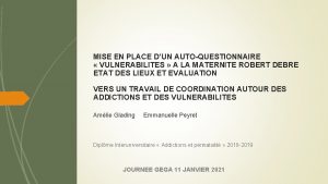 MISE EN PLACE DUN AUTOQUESTIONNAIRE VULNERABILITES A LA