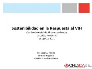 Sostenibilidad en la Respuesta al VIH Cumbre Mundial