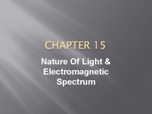 CHAPTER 15 Nature Of Light Electromagnetic Spectrum NATURE