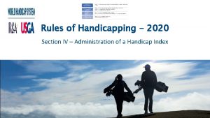 Rules of Handicapping 2020 Section IV Administration of