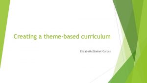 Creating a themebased curriculum Elizabeth Elsebet Curtiss The