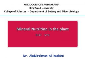 KINGDOOM OF SAUDI ARABIA King Saud University College