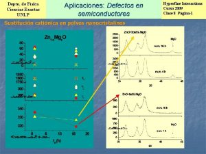 Depto de Fsica Ciencias Exactas UNLP Aplicaciones Defectos