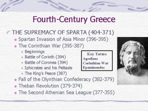 FourthCentury Greece THE SUPREMACY OF SPARTA 404 371