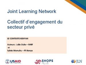 Joint Learning Network Collectif dengagement du secteur priv