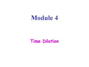 Module 4 Time Dilation Relativity of Time Time