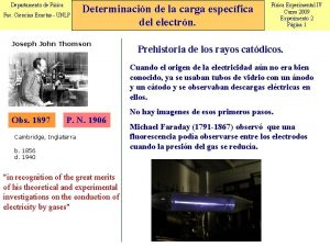 Departamento de Fsica Fac Ciencias Exactas UNLP Determinacin