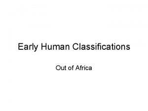 Early Human Classifications Out of Africa Homo Habilis