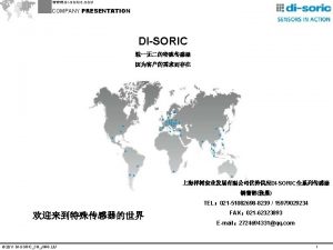 WWW DISORIC COMPANY PRESENTATION DISORIC DISORIC TEL 021