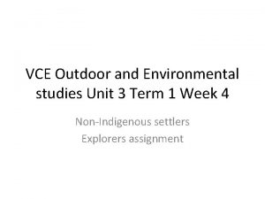 VCE Outdoor and Environmental studies Unit 3 Term