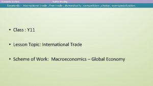 Economics Section Further Reading Keywords International trade free