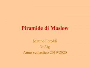 Piramide di Maslow Matteo Feroldi 3Atg Anno scolastico