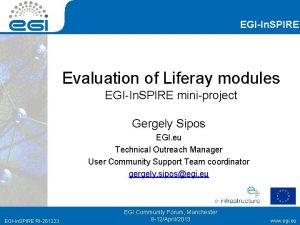 EGIIn SPIRE Evaluation of Liferay modules EGIIn SPIRE