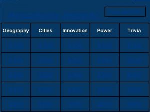 Mesopotamia Jeopardy FINAL JEOPARDY Geography Cities Innovation Power