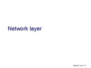 Network layer Network Layer 4 1 Network layer