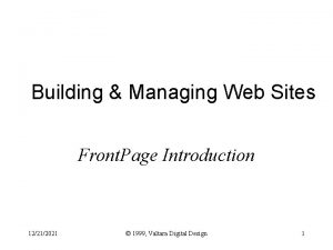 Building Managing Web Sites Front Page Introduction 12212021