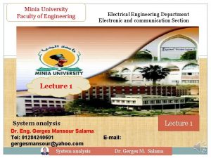 Minia University Faculty of Engineering Electrical Engineering Department