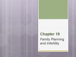 Chapter 19 Family Planning and Infertility 1 Contraceptives