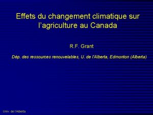 Effets du changement climatique sur lagriculture au Canada