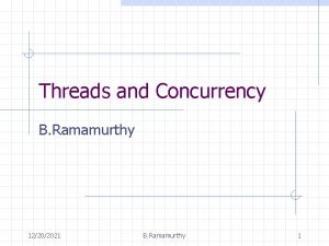 Threads and Concurrency B Ramamurthy 12202021 B Ramamurthy