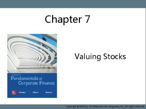Chapter 7 Book Cover 10 e Valuing Stocks