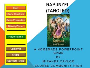 Story Game Directions RAPUNZEL TANGLED Game Preparation Missing