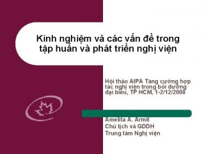 Kinh nghim v cc vn trong tp hun