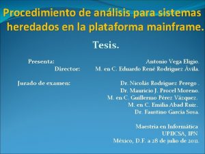 Procedimiento de anlisis para sistemas heredados en la