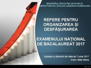 MINISTERUL EDUCAIEI NAIONALE INSPECTORATUL COLAR JUDEEAN HUNEDOARA REPERE