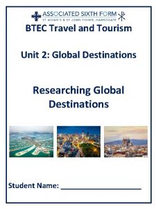 Unit 2 the business of travel and tourism