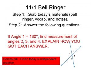 111 Bell Ringer Step 1 Grab todays materials