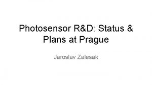 Photosensor RD Status Plans at Prague Jaroslav Zalesak
