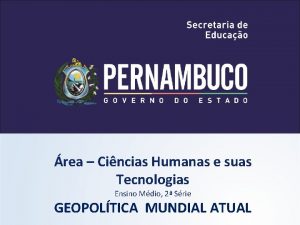 rea Cincias Humanas e suas Tecnologias Ensino Mdio