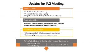 Updates for IAG Meeting Year 11 Cohort Cohort