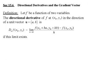 Sec 15 6 Directional Derivatives and the Gradient