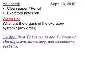 You need Clean paper Pencil Excretory notes WS