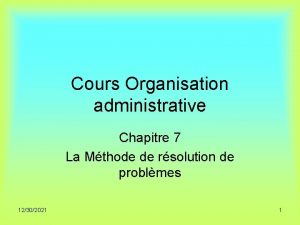 Cours Organisation administrative Chapitre 7 La Mthode de