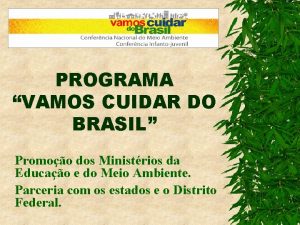 PROGRAMA VAMOS CUIDAR DO BRASIL Promoo dos Ministrios