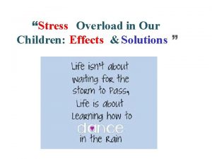 Stress Overload in Our Children Effects Solutions Books