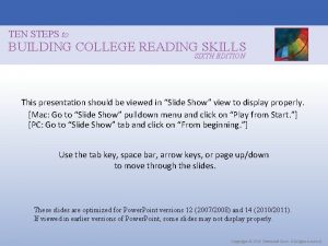 TEN STEPS to BUILDING COLLEGE READING SKILLS SIXTH