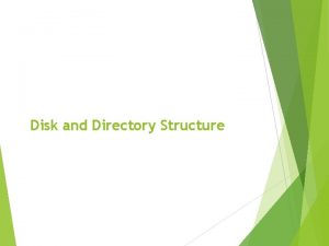 Disk and Directory Structure Directory Structure A collection