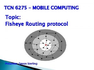 TCN 6275 MOBILE COMPUTING Topic Fisheye Routing protocol