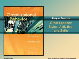 Chapter Fourteen Great Leaders Styles Activities and Skills