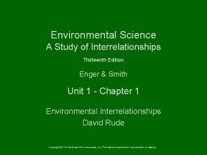 Environmental Science A Study of Interrelationships Thirteenth Edition