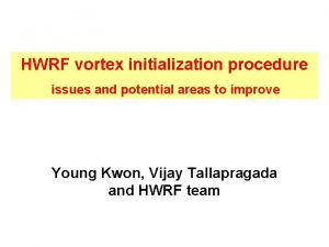 HWRF vortex initialization procedure issues and potential areas